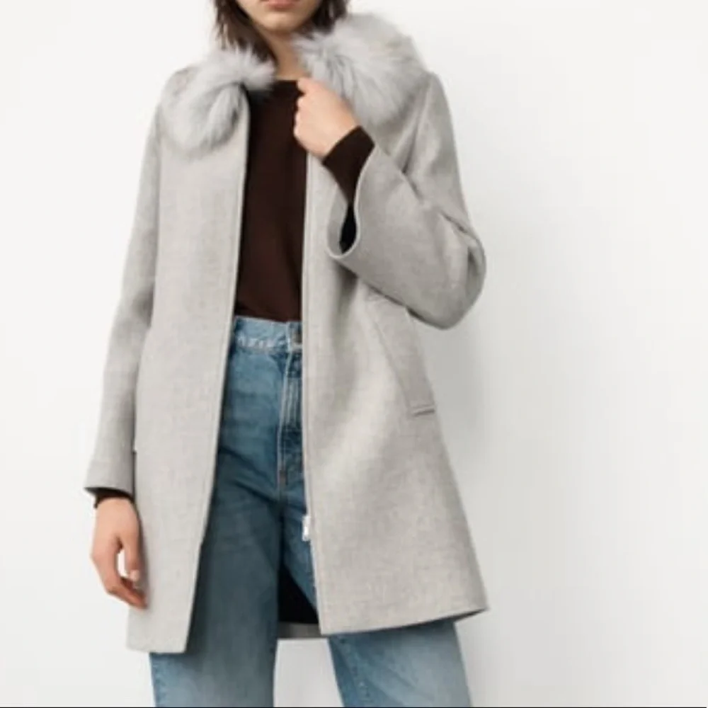 ZARA COAT WITH FAUX FUR COLLAR SZ S - Picture 1 of 10